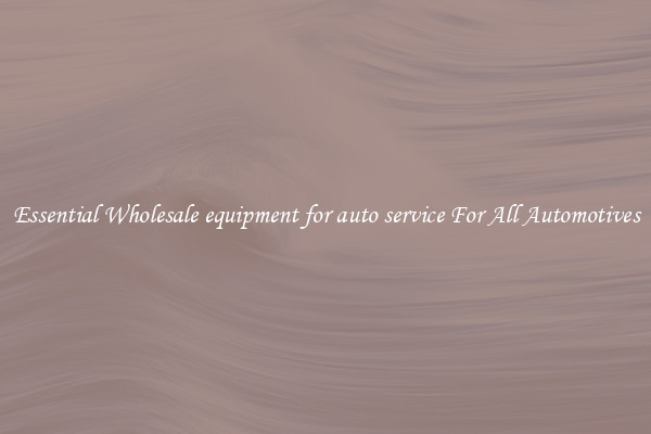 Essential Wholesale equipment for auto service For All Automotives