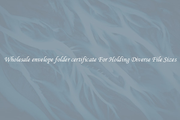 Wholesale envelope folder certificate For Holding Diverse File Sizes