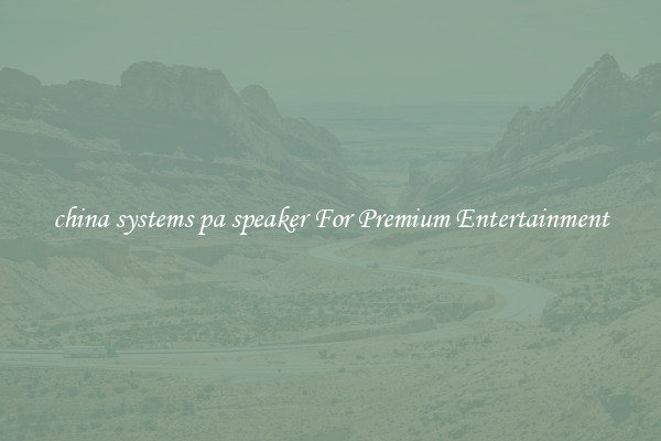 china systems pa speaker For Premium Entertainment